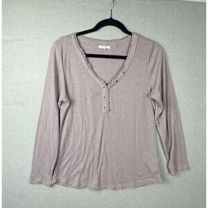 Y2K 90s Waffle Knit Top L Purple Henley Bella Swan Twilight‎ Elena Gilbert